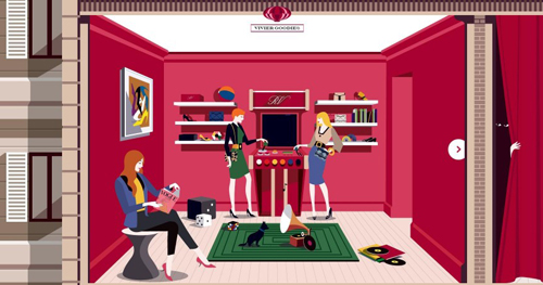 巴黎女鞋品牌插画风格网站设计