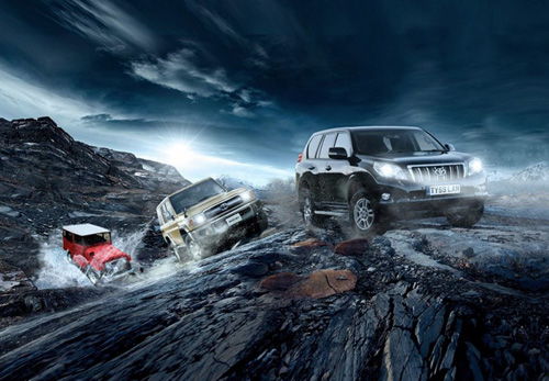 陆地巡洋舰普拉多汽车广告画面合成