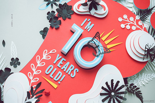 十年足记-手工拼贴海报设计