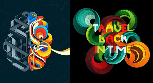 绝妙曲面空间立体几何艺术字设计